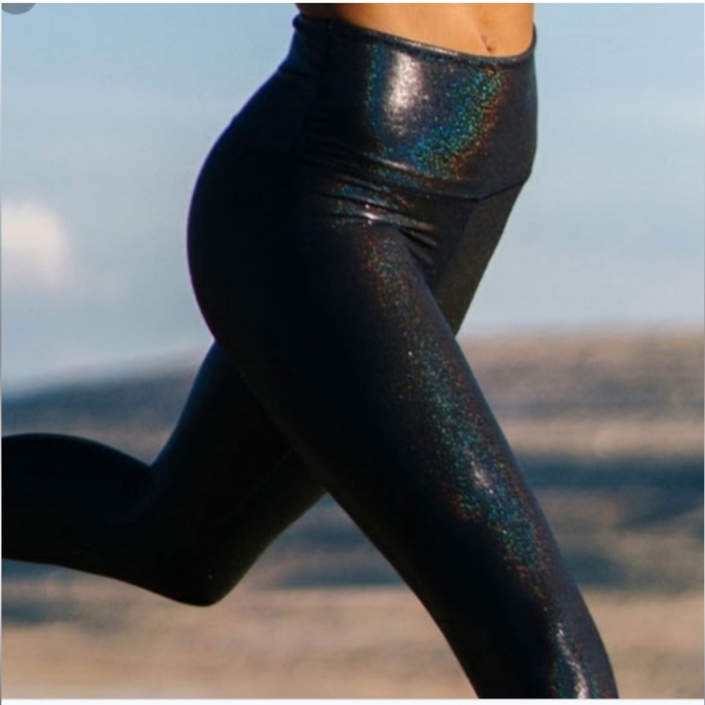 50%offw❤️ Zyia BlueTwilight Lux Hi-Rise 6-8 Legging Pants Glitter Holographic